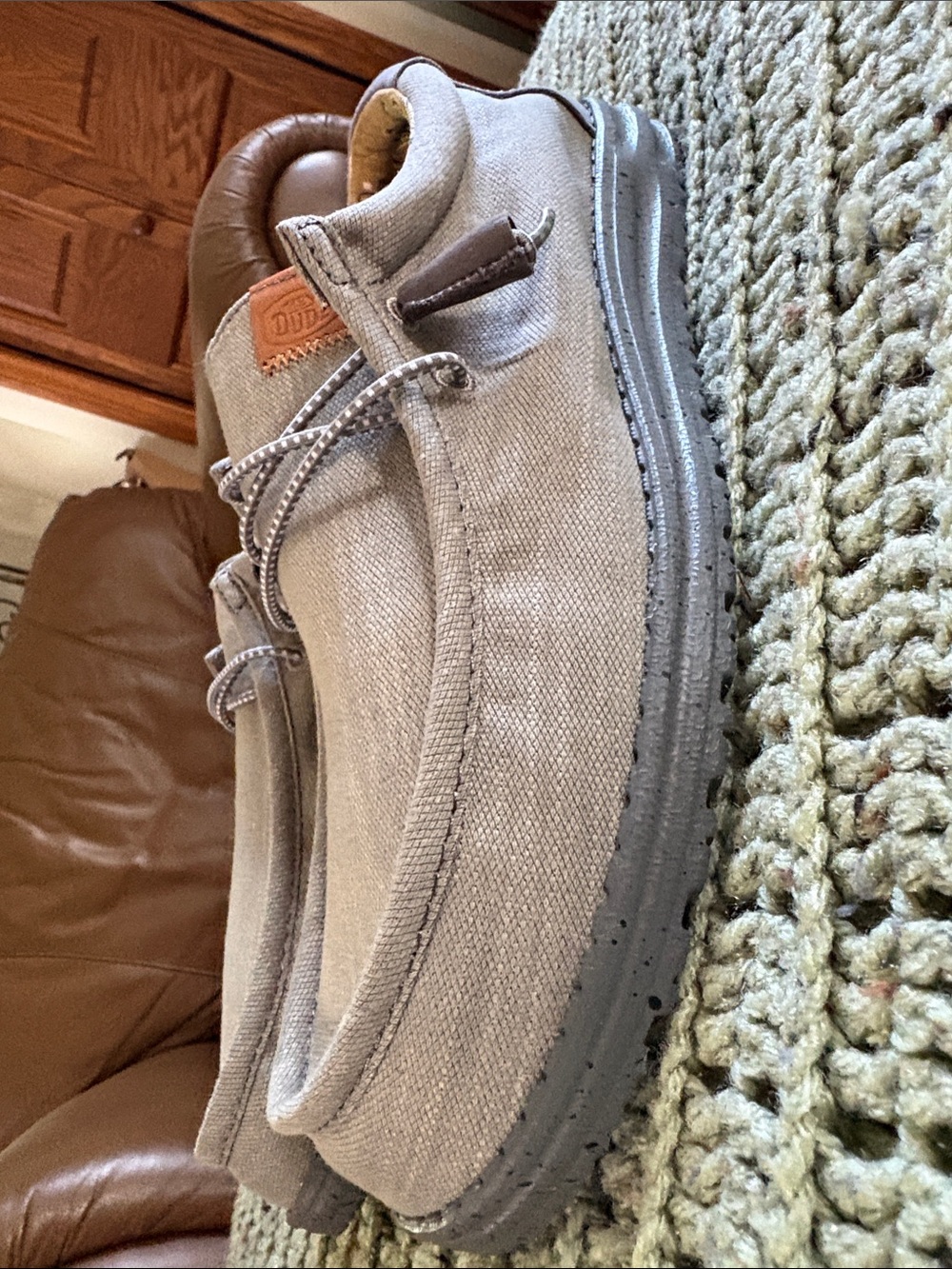 Hey Dude Canvas Slip-On Shoes in Light gray  with Gray Sole